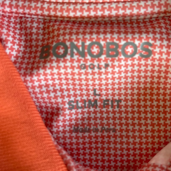 BONOBOS Limited Edition Orange White Houndstooth Performance Golf Polo LARGE - Picture 10 of 14